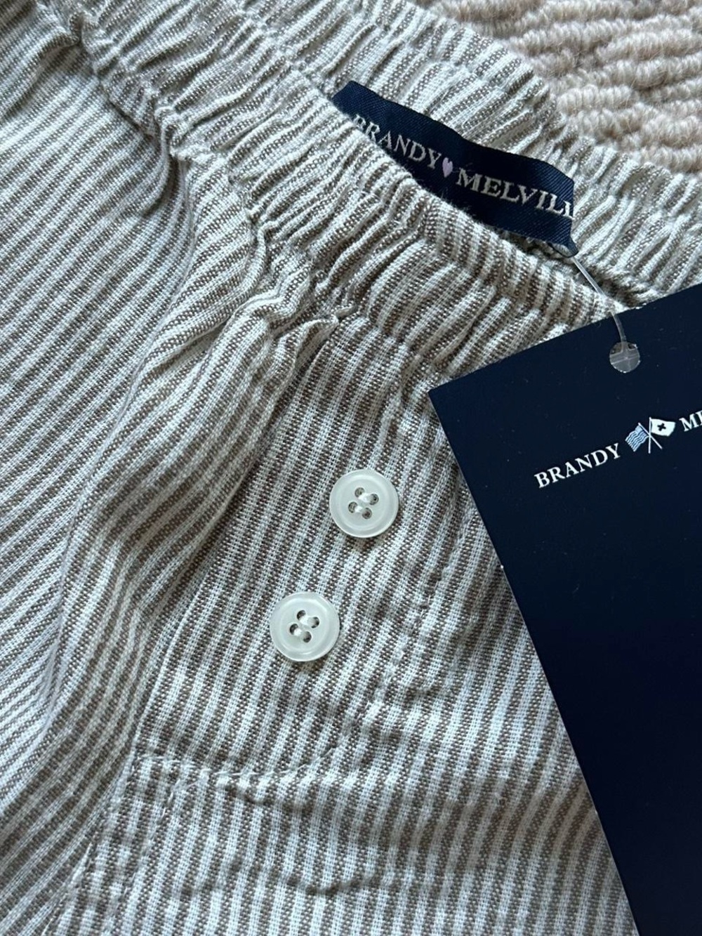 NWT Brandy Melville Kiera Striped Linen-Blend Boxer Shorts